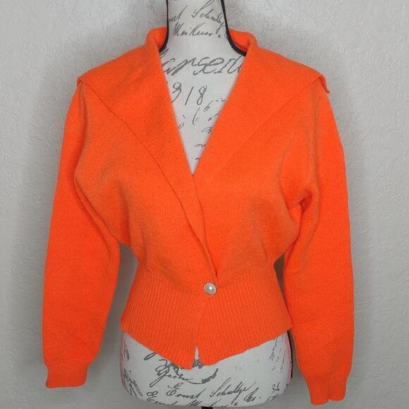 Single Button Sweater Cardigan Orange Size L - Picture 1 of 5